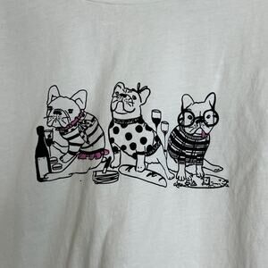 Loft Womens Long Sleeve Tee Size XL French Bulldogs Novelty Print 100% Cotton